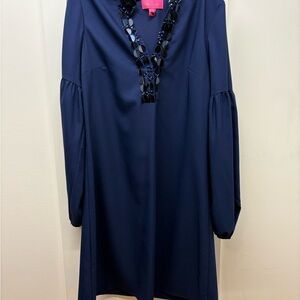 Lily Pulitzer Navy Dress with Beaded Neckline